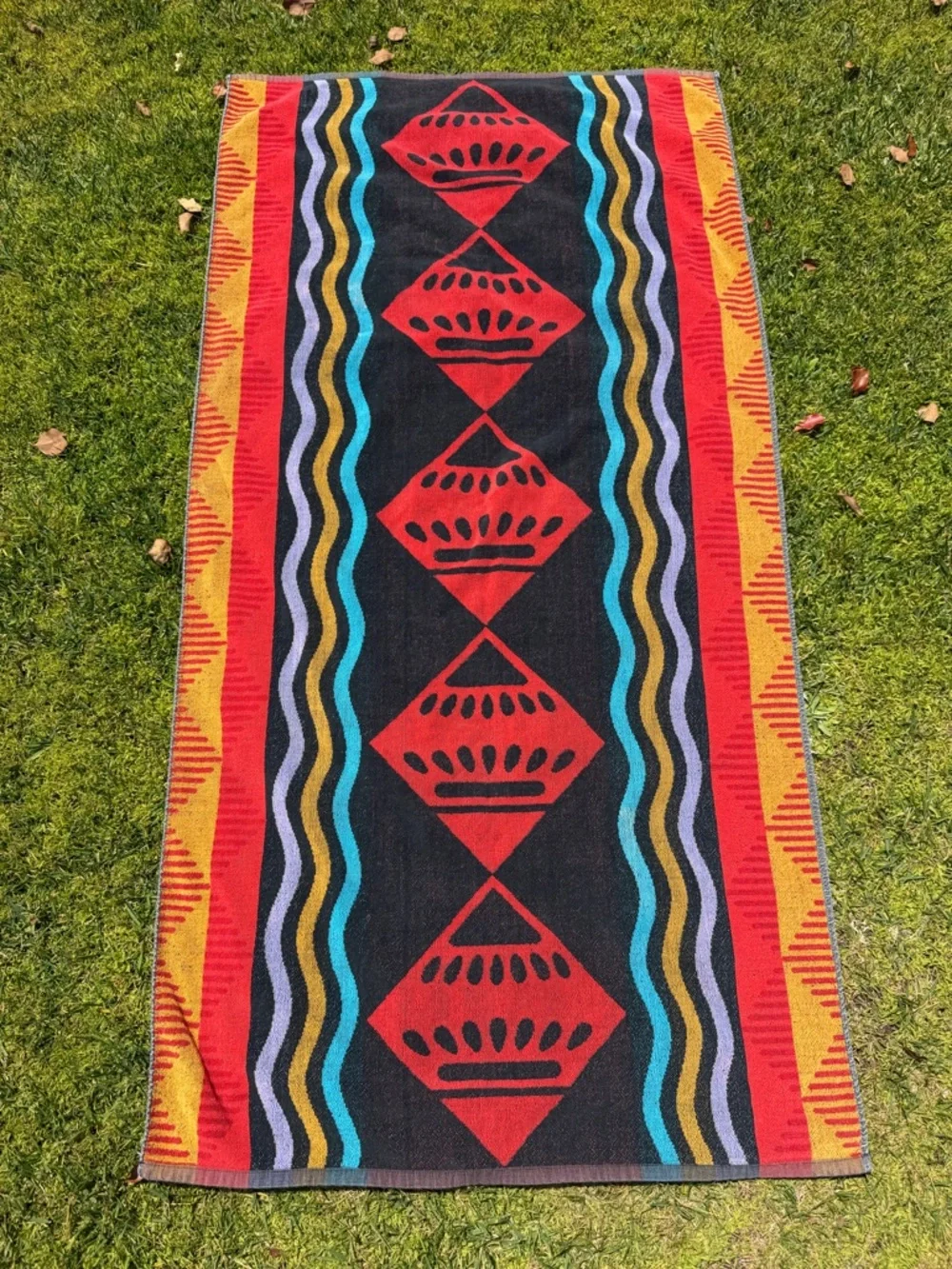 VTG Royal Terry Geometric Southwestern Beach Towel Colorful Brazil 30x60 GUC